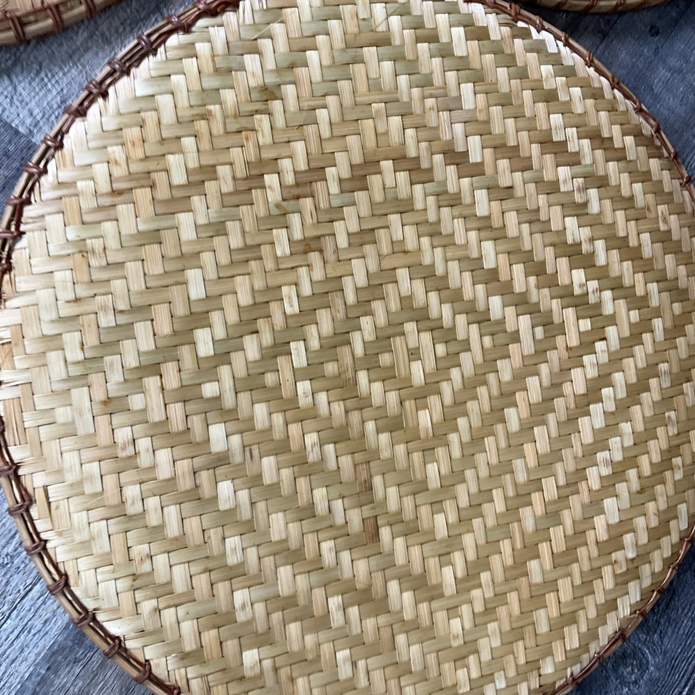 Rattan 5 Piece nesting Asian Food Rice Tray plates Traditional Wicker Serving - Picture 15 of 16